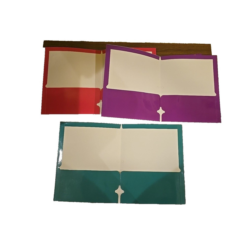 Cardboard Pocket Folders 3-Pack Back to School Horse Theme Teal Red Purple - Picture 3 of 3